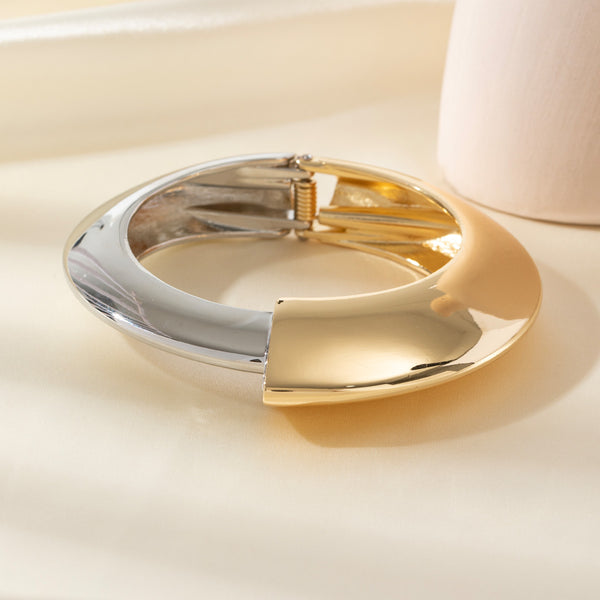 Glossy Two Tone 18K Gold Silver Openable Kada Bracelet For Women Bulk Main image