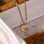 Heart Evil Eye 18K Gold CZ Anti Tarnish Pendant Chain Earring Set Bulk