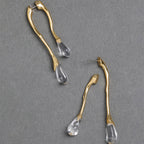 Luxury Sculptural Gold Plated Crystal Teardrop Dangler Earrings Bulk