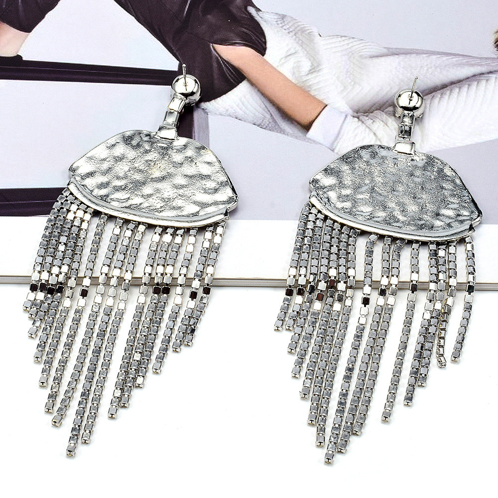 Big Lips Silver Red Crystal Rhinestones Dangle Tassel Earrings Bulk