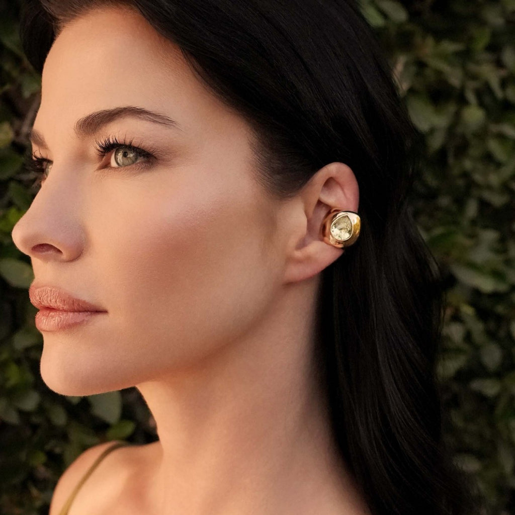 Minimal Teardrop Gold Plated CZ Stainless Steel Single Ear Cuff Bulk