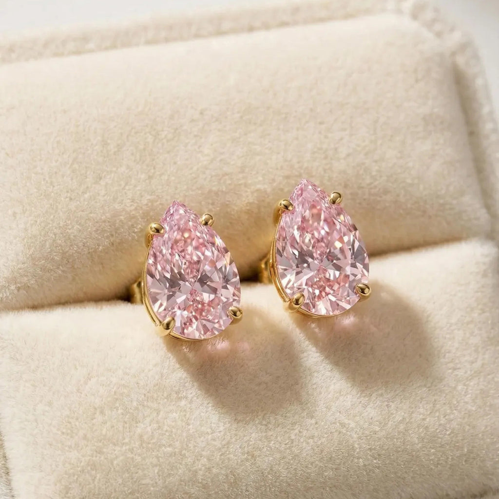 Multi Color Oval Gold Cubic Zirconia Copper Drop Earrings For Women Bulk