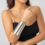 Glossy 18K Gold Silver Wide Cuff Bracelet For Women Bulk