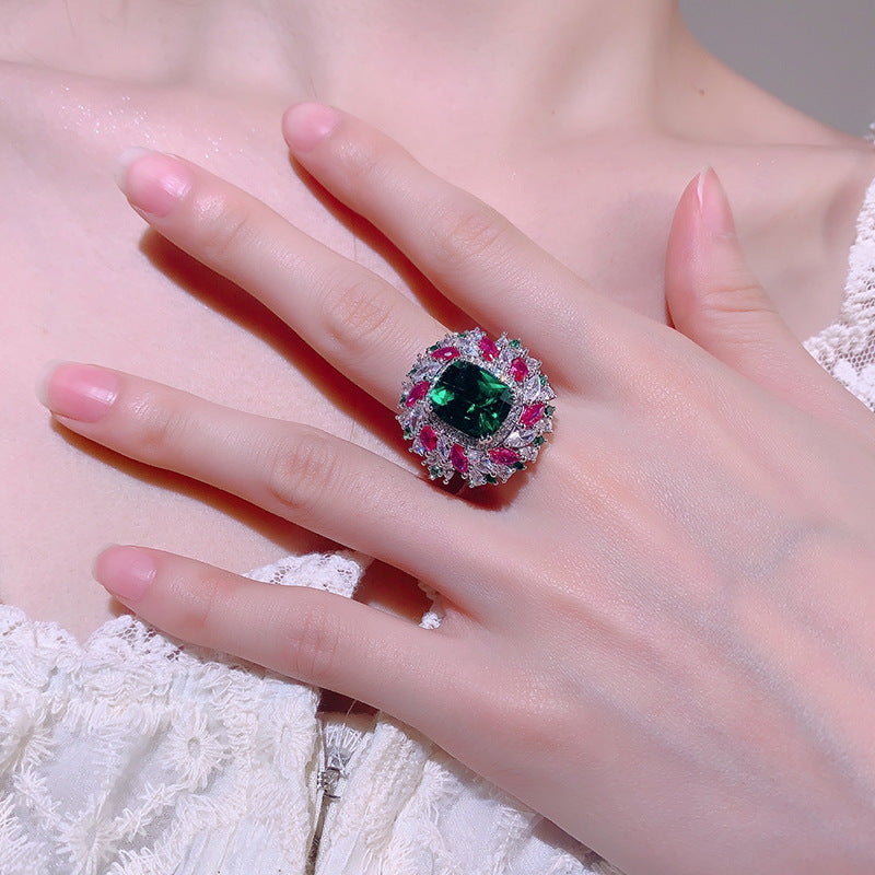 Pink Marquise Emerald Green Multi CZ Silver Anti Tarnish Ring Bulk Secondary image