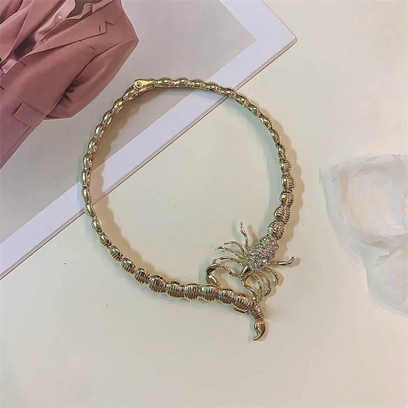 White Designer Scorpion Gold Plated Rhinestone Necklace For Women Bulk