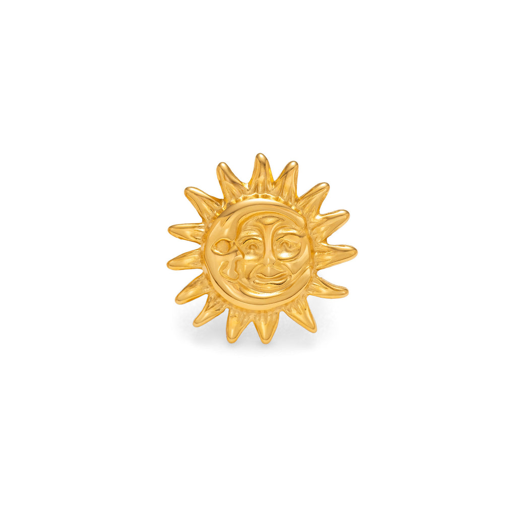 Luxury Sun Face Gold Plated Stainless Steel Ear Cuff Earrings Bulk