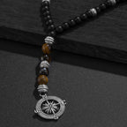 Black Brown Beads Anchor Wheel Silver Long Necklace Chain Men Bulk