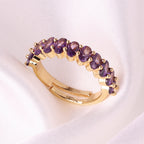 Bulk Green Red Purple Floral Gold CZ Copper Adjustable Eternity Ring