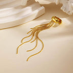 Bulk Chain Tassel Gold Plated CZ Stainless Steel Single Ear Cuff