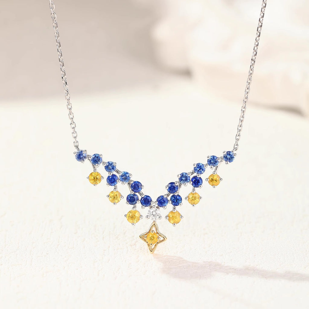 Multicolour Solitaire Brown Blue Cubic Zirconia Silver Anti Tarnish Necklace Earring Ring Set For Women