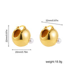 Modern Puffy Gold Silver Pearl Stainless Steel Hoop Earrings Wholesale