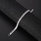 Bulk White Baguette Tennis Style Silver CZ Anti Tarnish Brass Bracelet