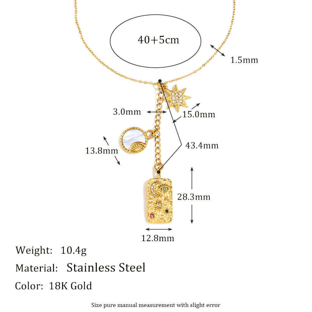 Moon Sun Star Evil Eye 18K Gold Stainless Steel Charm link chain Necklace For Women