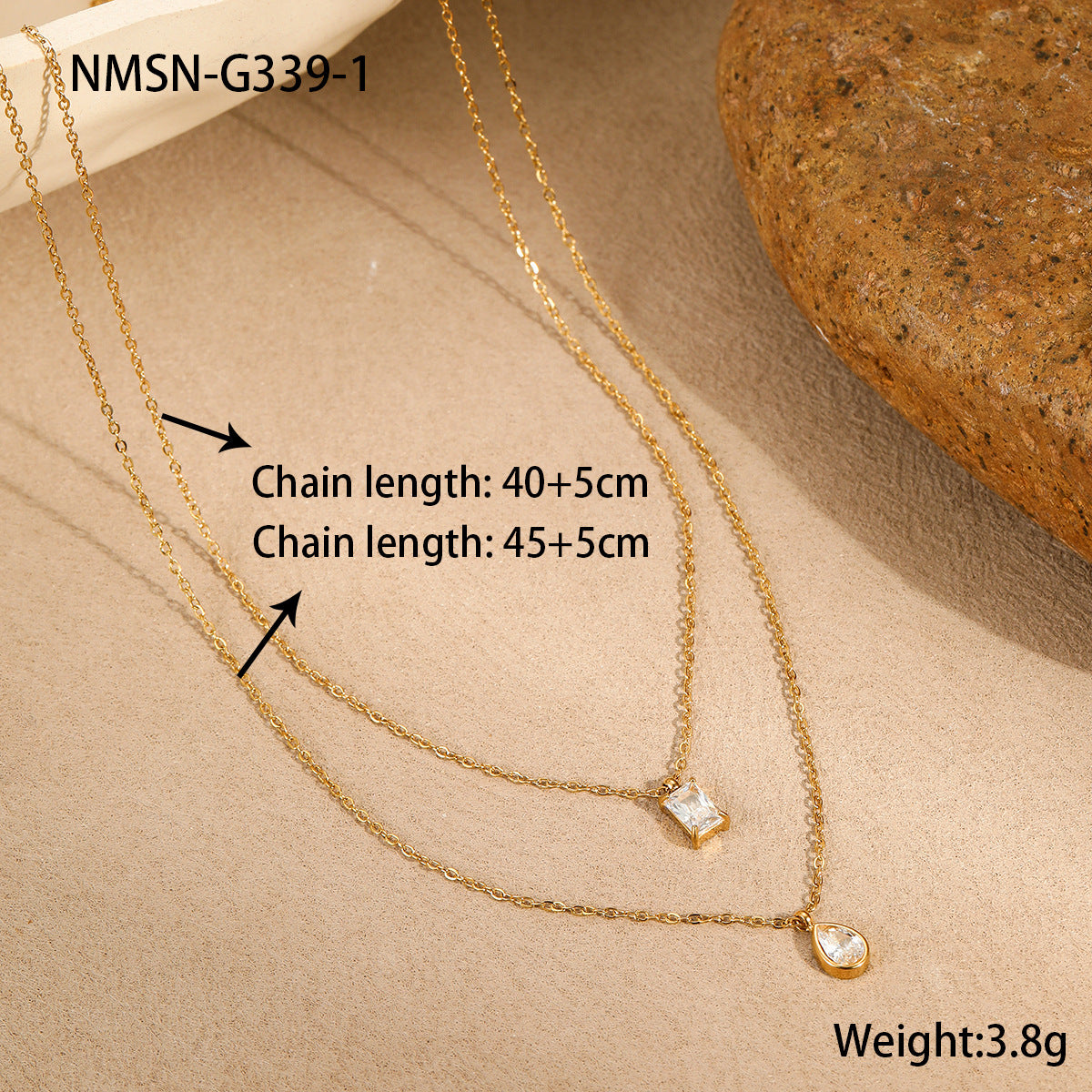 Oval Square CZ Gold Silver Stainless Steel Necklace Pendant Chain Bulk