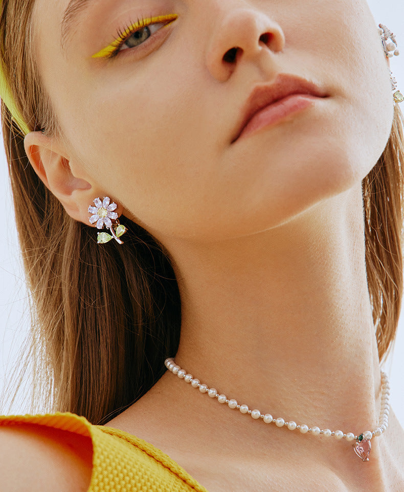 Daisy Flower Yellow Silver Solitaire Anti Tarnish Stud Earring Bulk Secondary image