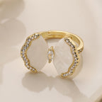 White Butterfly Gold Cubic Zirconia Copper Adjustable Ring For Women Bulk