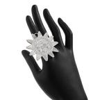 Star Sun Face 18K Gold Silver Big Free Size Ring For Women Bulk