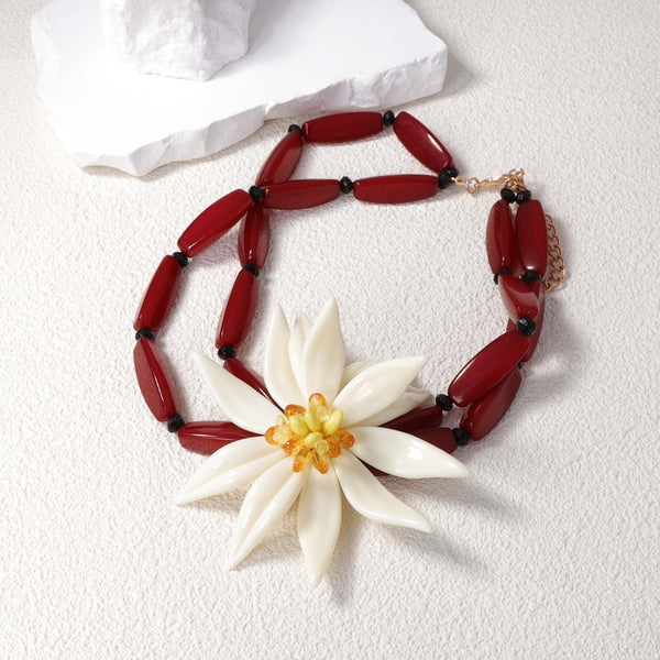 Multi Color Choker Choker Flower Gold Plated Resin Necklace For Women Bulk Secondary image