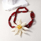 Multi Color Choker Choker Flower Gold Plated Resin Necklace For Women Bulk