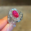 Wholesale Red Designer Silver Plated CZ Copper Adjustable Cocktail Ring