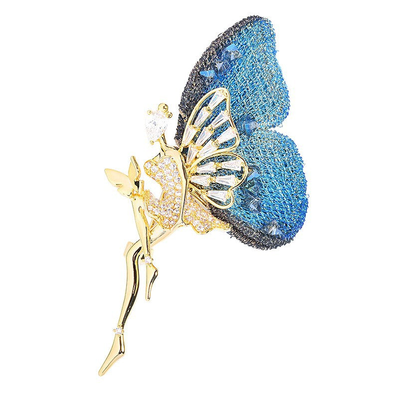 Fairy Butterfly Style Gold Plated CZ Copper Anti Tarnish Brooch Bulk