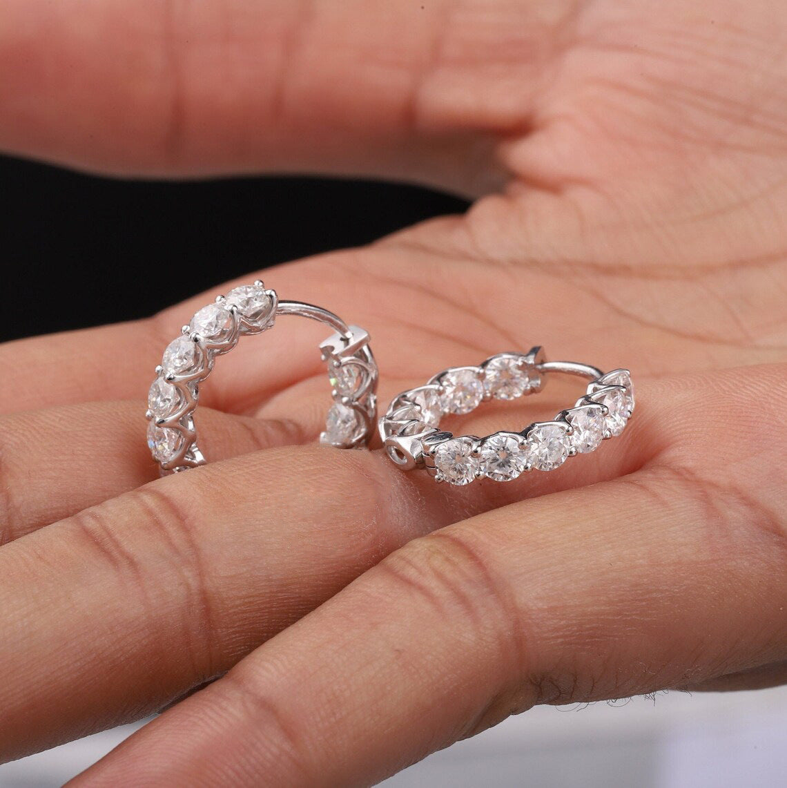 Round Solitaire 18K Gold Silver CZ Anti Tarnish Hoop Earring Bulk
