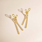 Bulk Bow Design Gold CZ Anti Tarnish Stainless Steel Drop Earrings