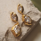 Designer Organic Shape Gold CZ Anti Tarnish Copper Drop Earrings Bulk