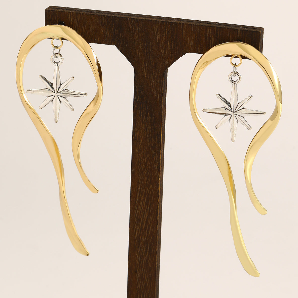Designer Starburst Long Gold Anti Tarnish Copper Drop Earrings Bulk