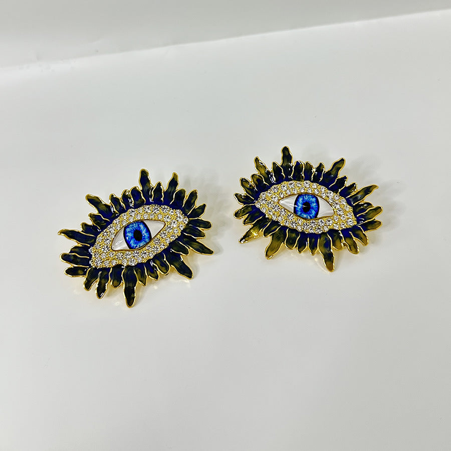 Shadow Eyelash Evil Eye CZ 18K Gold Black Stud Earring Bulk