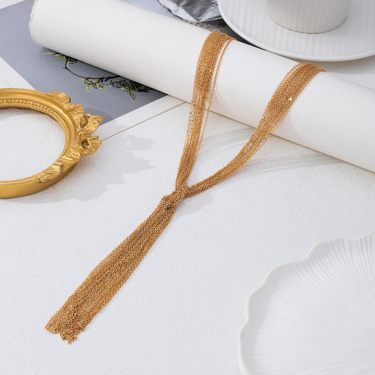 Gold Links Anti Tarnish Copper Necklace For Women Bulk