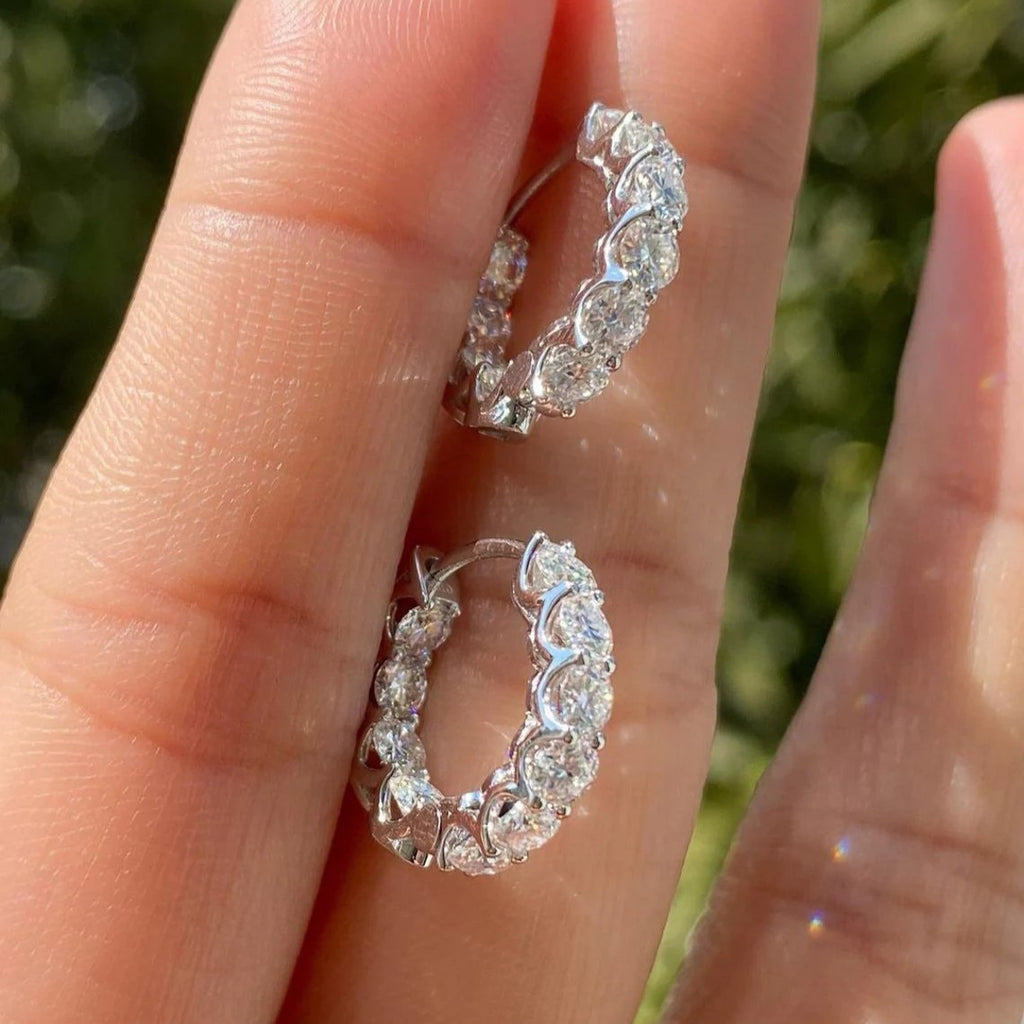 Round Solitaire 18K Gold Silver CZ Anti Tarnish Hoop Earring Bulk
