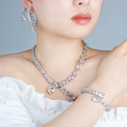 Premium Silver Tone Teardrop CZ Copper Necklace Combo Set Wholesale