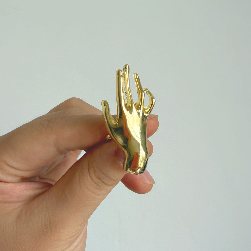 Designer Sculptural Hand Gold Silver Plated Cocktail Ring Wholesale