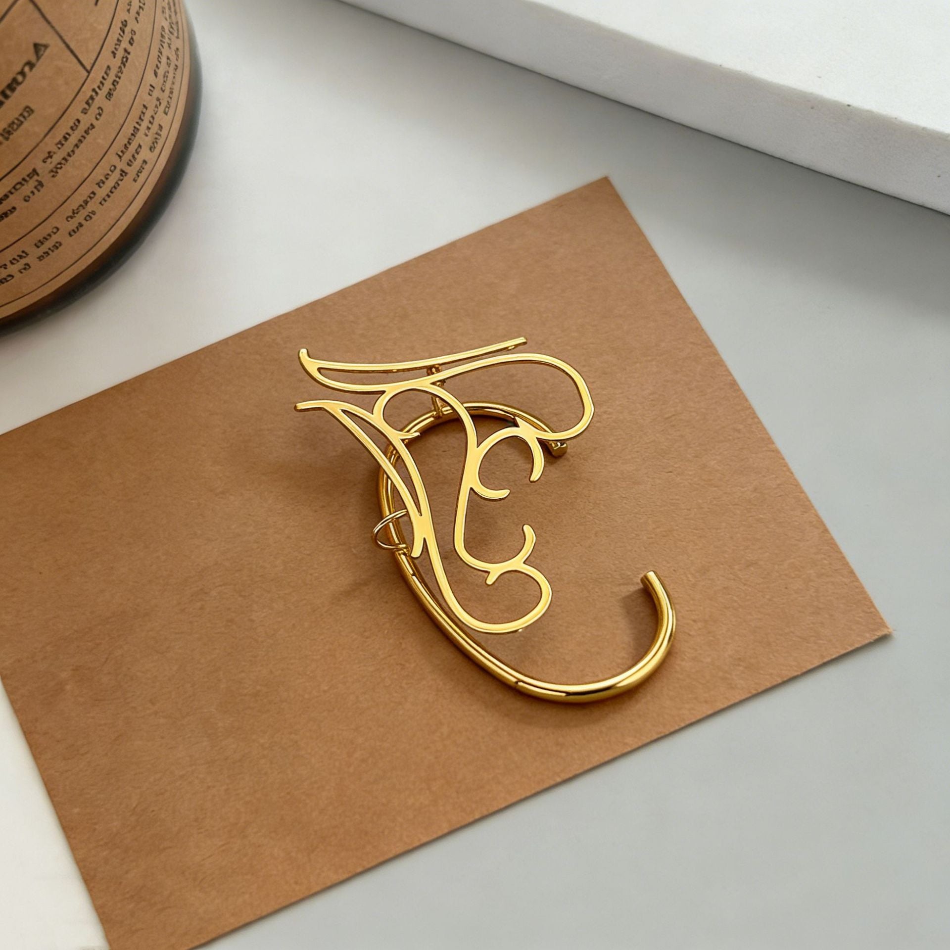 Minimalist Calligraphy Gold Plated Plain Single Ear Cuff Earrings Bulk