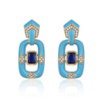 18K Gold Enamel Cubic Zirconia Anti Tarnish Dangler Earring Women Bulk
