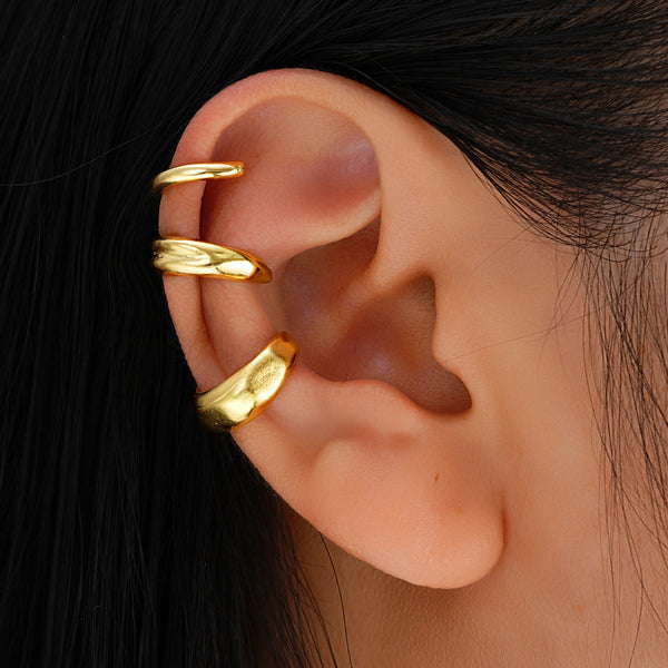 Bulk Gold Plated Plain Alloy Adjustable No-Piercing Ear Cuff Earrings Main image