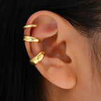 Bulk Gold Plated Plain Alloy Adjustable No-Piercing Ear Cuff Earrings