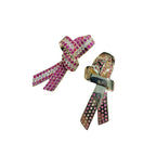 Pink White Gold Silver Solitaire Crystal Cubic Zirconia Anti Tarnish Stud Earring For Women