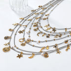 18K Gold Multi-Layer Various Tiny Charm Necklace For Women Bulk