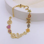 Heart Evil Eye Horse Shoe 18K Gold CZ Charm Necklace Chain Bulk