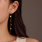 18K Gold Silver Stainless Steel Anti Tarnish Dangle Long Tassel Chain Earrings For Women