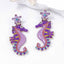Seahorse Flower Multi CZ Enamel Anti Tarnish Dangler Earring Bulk