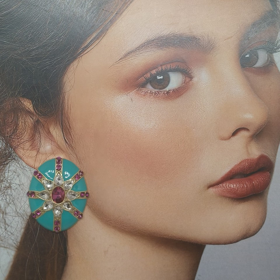 Multi Color Abstract Geometric Gold Beads Dangler Earrings Women Bulk