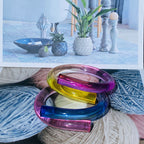 Multicolour Acrylic Resin Yellow Blue Purple Transparent Kada Bangle Bracelet For Women