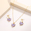 Multi Color Heart Gold Crystal Necklace Earring Set  For Women Bulk