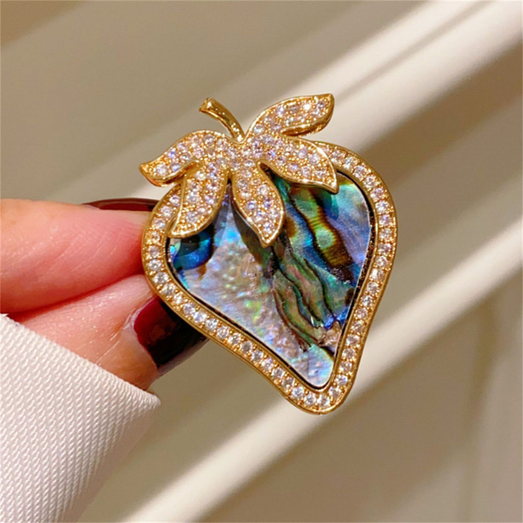 Multi Color Designer Strawberry Gold Abalone Shell Copper Brooch Bulk