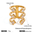 Princess Solitaire 18K Gold CZ Stainless Steel Free Size Ring Bulk
