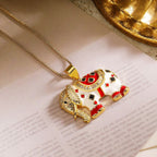 Elephant CZ Enamel 18K Gold Anti Tarnish Necklace Pendant Chain Bulk