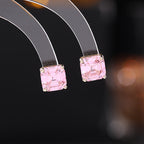 Square Solitaire White Green Blue Pink Silver CZ Stud Earring Bulk